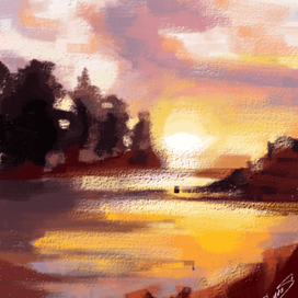 теплый закат на реке