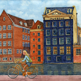 Набережная танцующих домов в Амстердаме