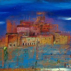 City under a blue sky