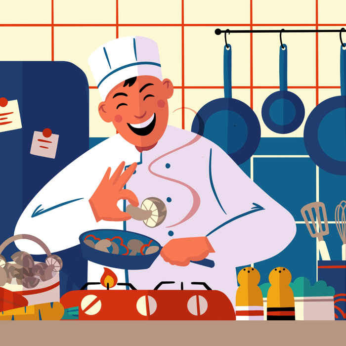 Повар с грибом Шиитаке