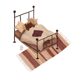 Спящий кот, детская иллюстрация