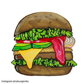 Food illustration hamburger 