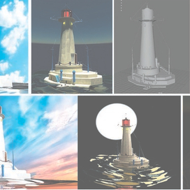  маяк, lighthouse at sea