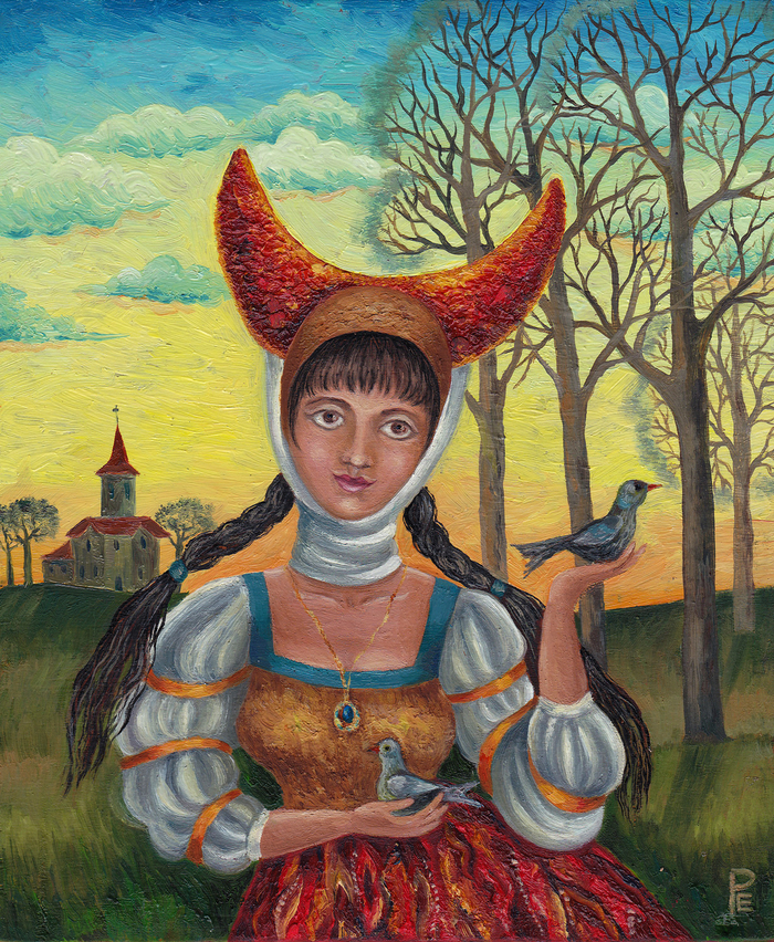 Девушка с птицами