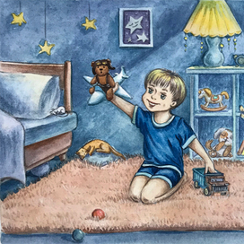 Фрагмент иллюстрации к сказке Инны Цесарь "Петя спит"