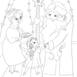 Страница книжки-раскраски «Подарок Дедушке Морозу»