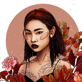 Девушка в осенних листьях