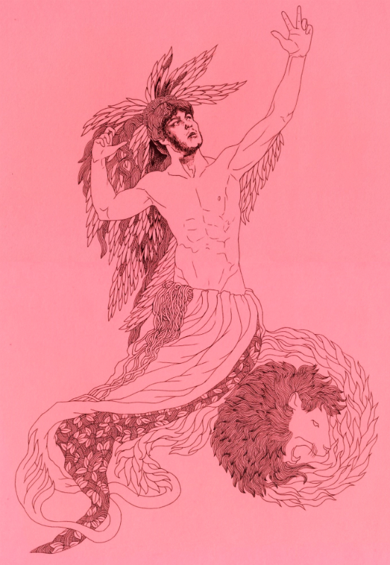 Атлет и голова льва