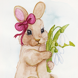 Кролик с подснежниками