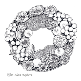 Раскраска "Фрукты и цветы"