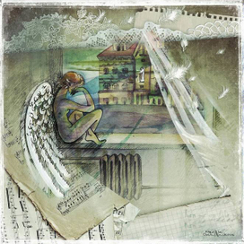 Город ангелов (эскиз дизайнерского платка).