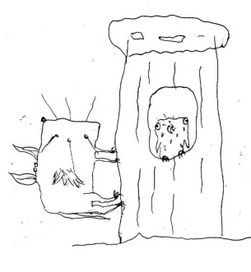 Котик на дерево к птичке лезет