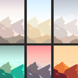 Сет разноцветных гор