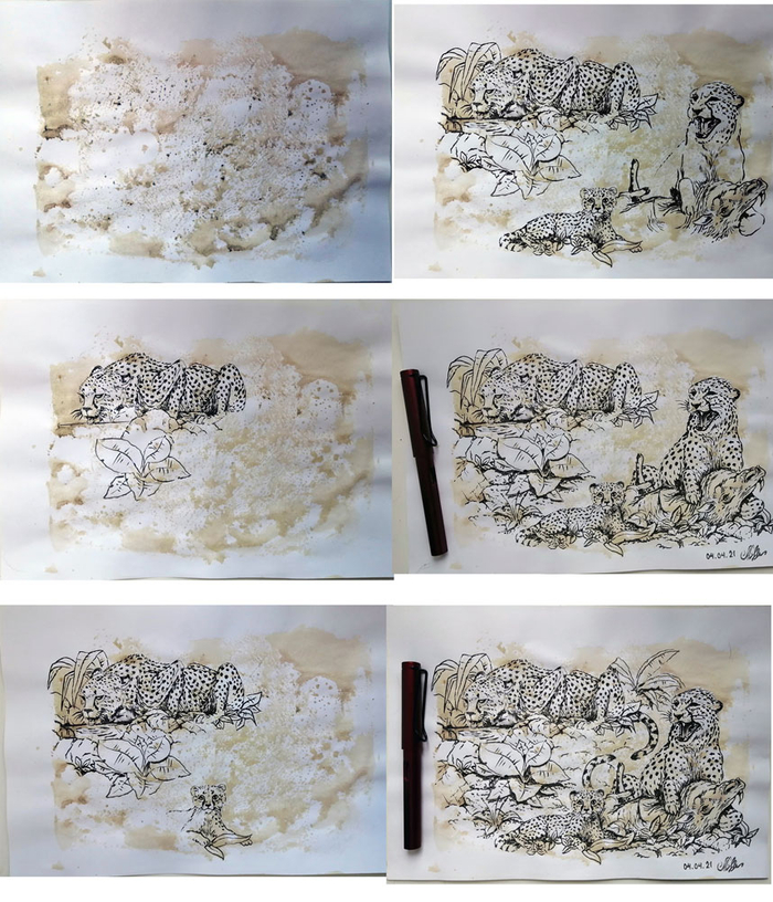 Этапы рис. из пятна..-Гепарды...
