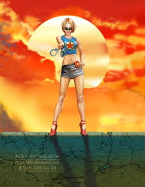 девушка, солнце