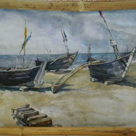 из серии  "ИНДИЯ", акварель "Лодки 2"