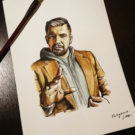 Портрет Баста, акварель
