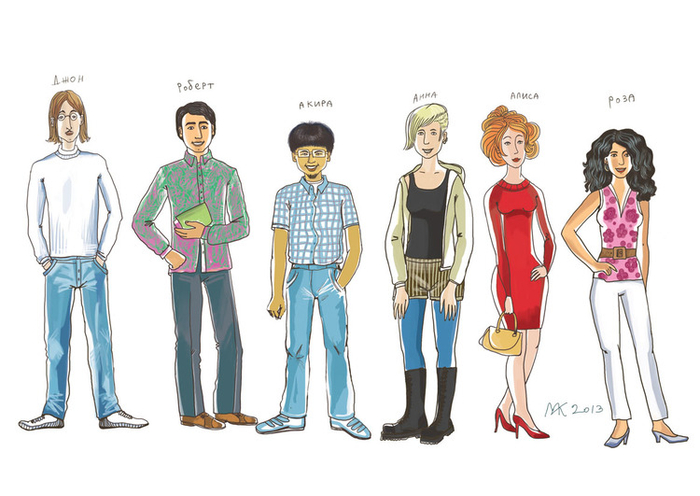 Разработка персонажей для учебника ...языка