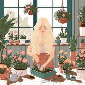 Повседневные сцены. Уход за цветами