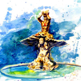 Проект Аудиогид "Римская архитектура". 5. Фонтан Тритона. бумага, карандаш, акварель. 2016 г.