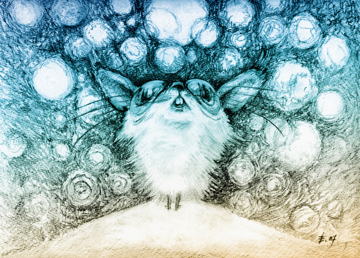 The sketch to the cartoon "What is happiness?"