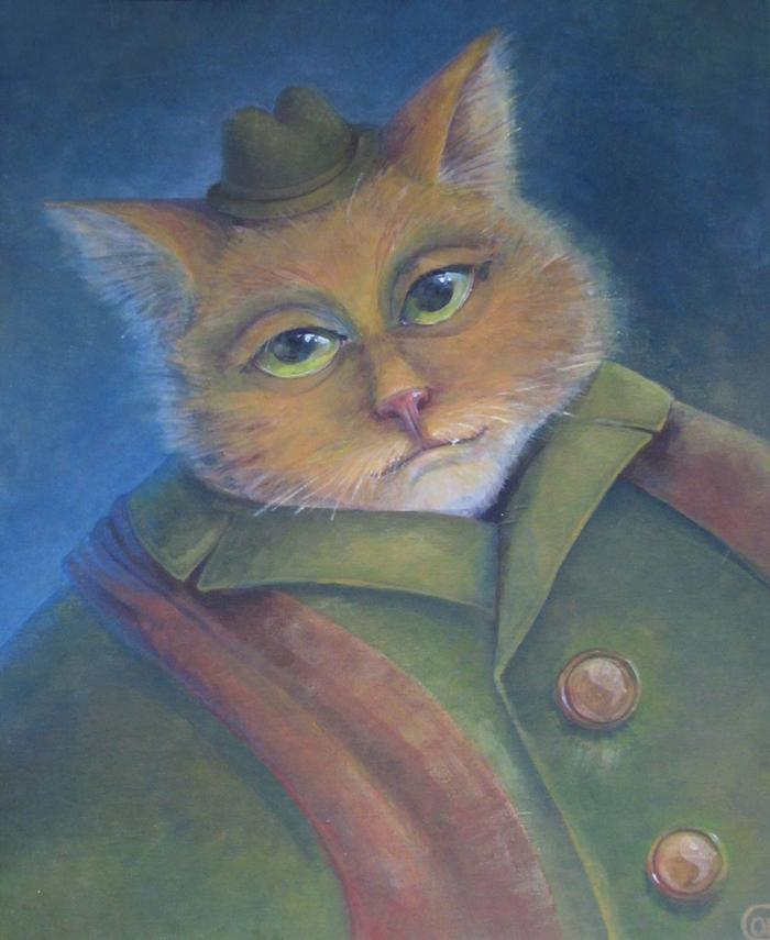 Кот в зеленом пальто