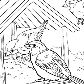 Птицы, раскраски