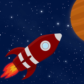 Космическая ракета летящая на планету