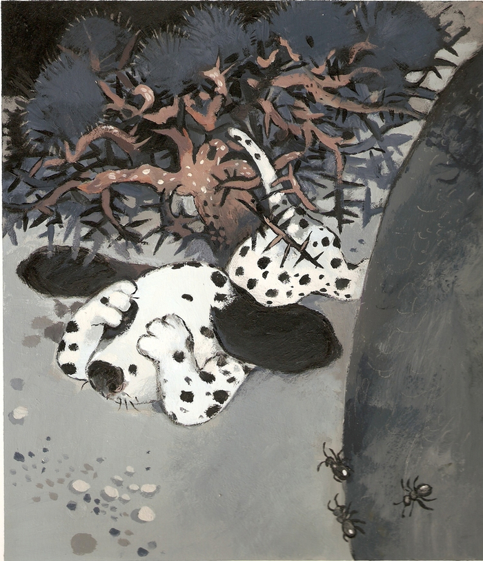 Упал в колючки