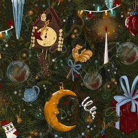 Бесшовный паттерн «Новогодняя елка»