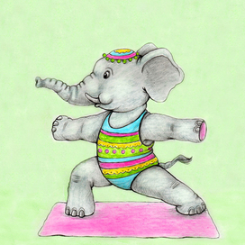 "Индийский слон". Поза Воина 2 -Вирабхадрасана.