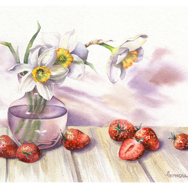 Нарциссы и клубника