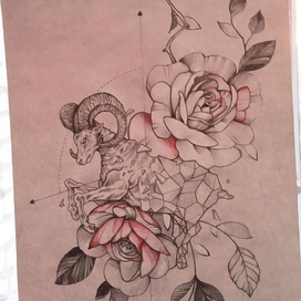 Эскиз тату на бедро.