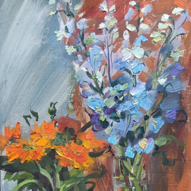 Календула и Дельфиниум