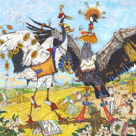 Женихался Жорж к Жоржетте . Буква "Ж" из серии Азбука. 75х56. 2014. Деревня Кишарино