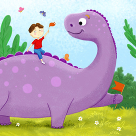 Книжная иллюстрация "Динозавр". 