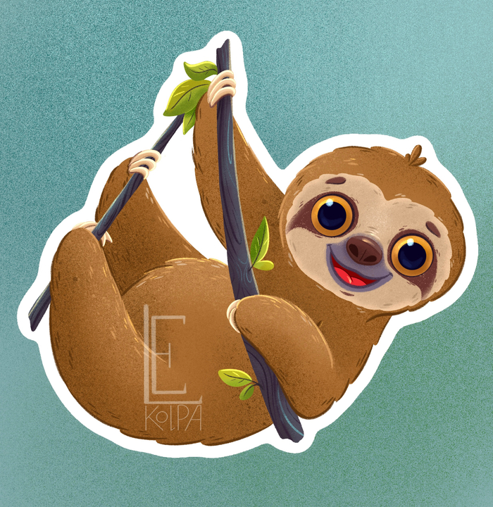 Ленивец иллюстрация для настольной игры