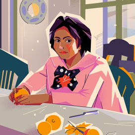 Девочка с персиками (моя интерпретация)