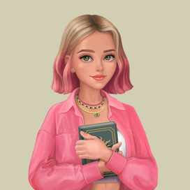 Dreamy girl with a book