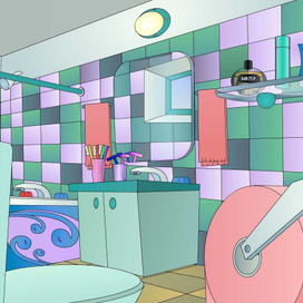 Концепт ванной комнаты для сериала Ангел Бэби.