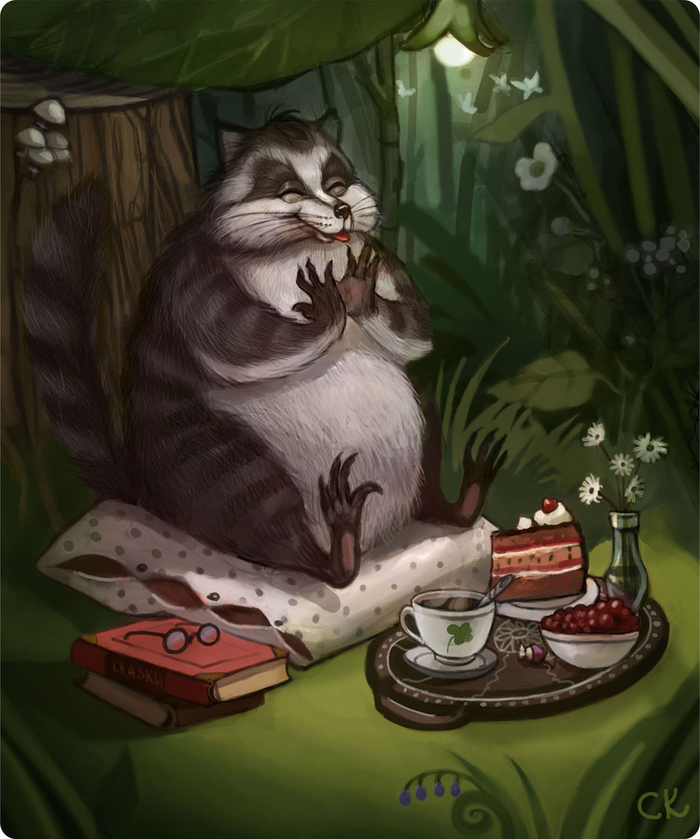 Пухлые енотики очень любят тортики)