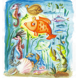 "Сказка о рыбаке и рыбке" рисунок к обложке (издательство "Качели)"