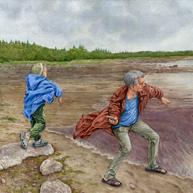 Метание камней в воду в ветреную погоду