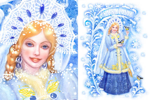 Снегурочка с синицами