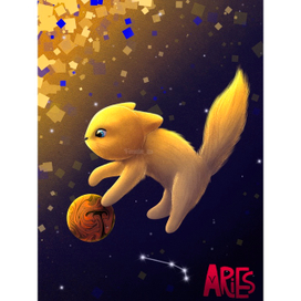 Знак зодиака овен. Кот в космосе