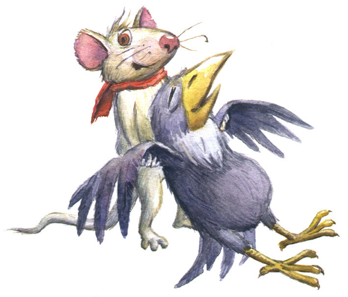 Мышка поддерживает ворону