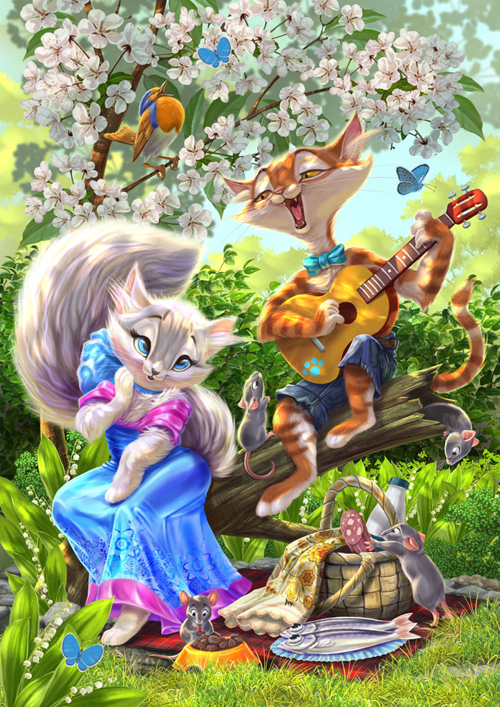 Котики на пикнике