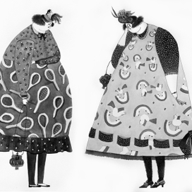 "Мэри Поппинс". Анни и Фанни, тушь, бумага, 50х60см, 2015