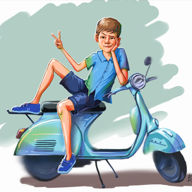 Подросток на скутере