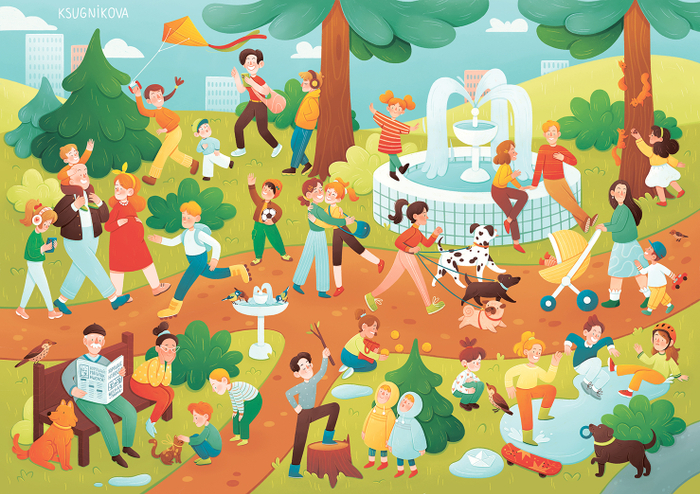 Виммельбух "Весна в парке"